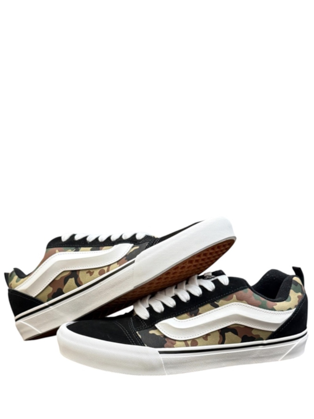 VANS - GREEN BROWN BLACK CANVAS WHITE RUBBER SOLES “KNU SKOOL” SKATE SHOES